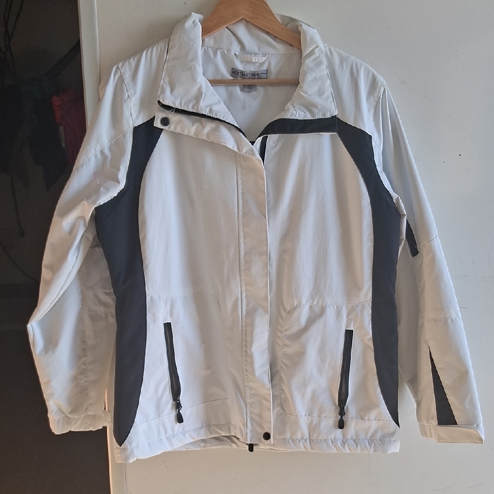 Port Authority Women's White and Black Ski Jacket, Sz Med, NWOT